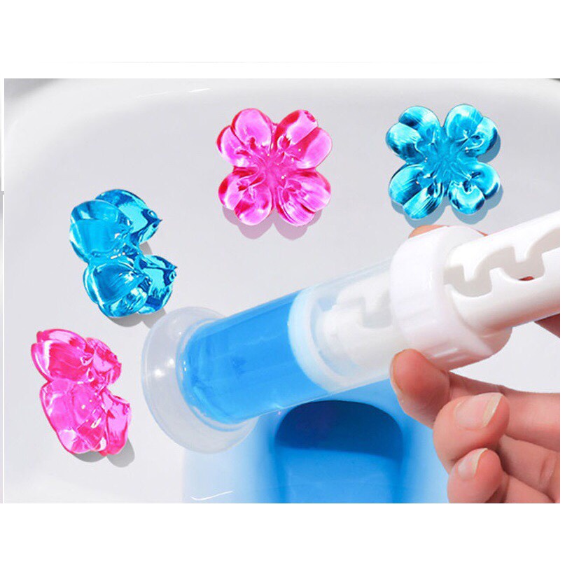 Gel khử mùi bồn cầu, gel thơm khử trùng bồn cầu dạng thạch hình bông hoa với 7 mùi thơm cho toilet