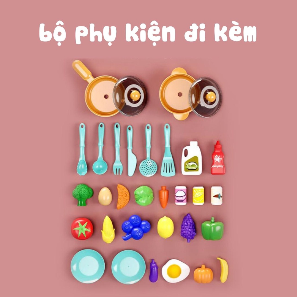 Bộ đồ chơi nấu ăn cho bé cỡ lớn 43cm mô phỏng nhà bếp phiên bản có nhạc và đèn, đồ chơi nhà bếp cho bé gái BOBIKIDS NA02