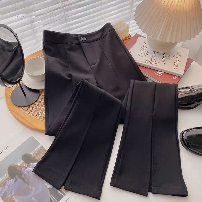 Quần ống loe vạt xẻ chất vải tuyết mưa 034