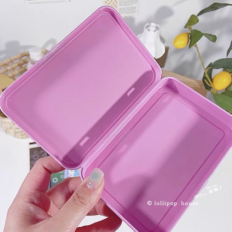 Hộp thiếc hồng đựng card/stickers/sleeve....