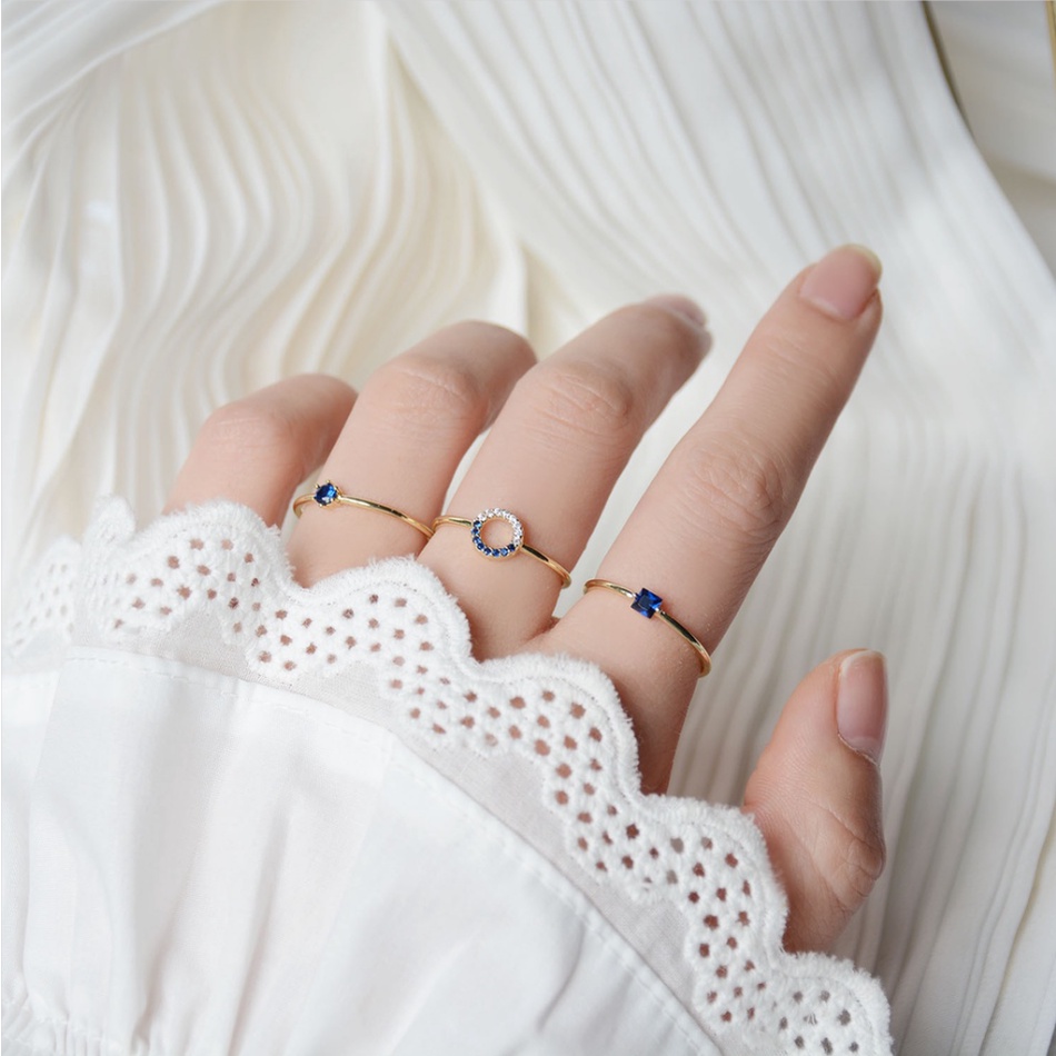 Set 3 nhẫn hở mạ vàng 18k đính đá zircon đơn giản