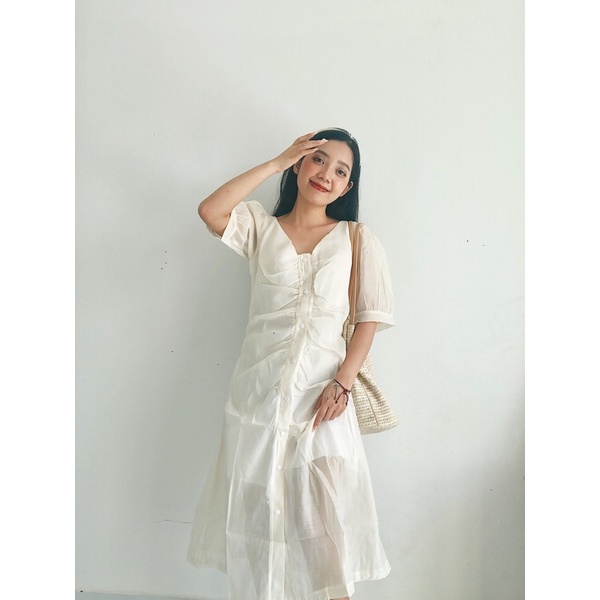 Đầm maxi đi biển, Váy công chúa, váy tơ trắng dáng maxi hè xinh,Váy tơ tay phồng đi biển mặc hè xinh | BigBuy360 - bigbuy360.vn