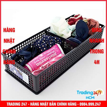 [Giao hàng HCM - 4h ] Khay đựng vật dụng chia ngăn dạng lưới màu ĐEN INOMATA - Nội địa Nhật Bản