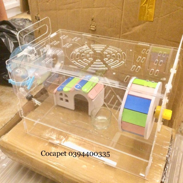 Chuồng hamster - Lồng hamster mica 30 x 20 x 20 cm