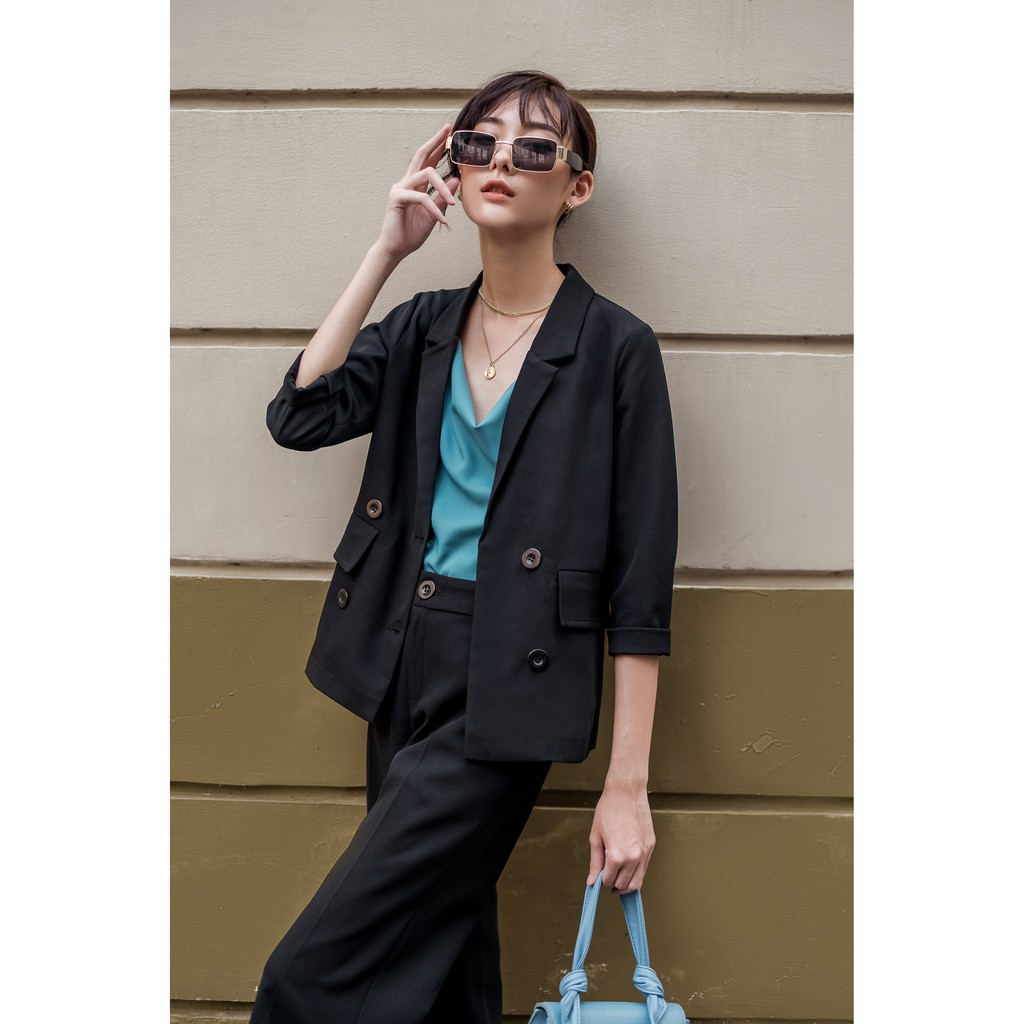 Set Blazer nữ Mosohali quần ống rộng set vest thiết kế thời trang công sở (Áo vest + Quần sớ)