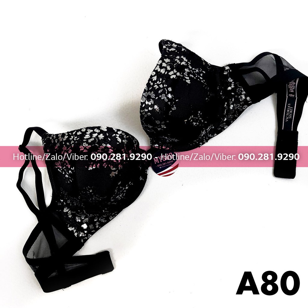 (Bill Mỹ 36AA, A80) - Áo đen lấp lánh, siêu nâng, gài trước, Bombshell Add-2-cups, Black Lurex - Victoria Secret USA | BigBuy360 - bigbuy360.vn