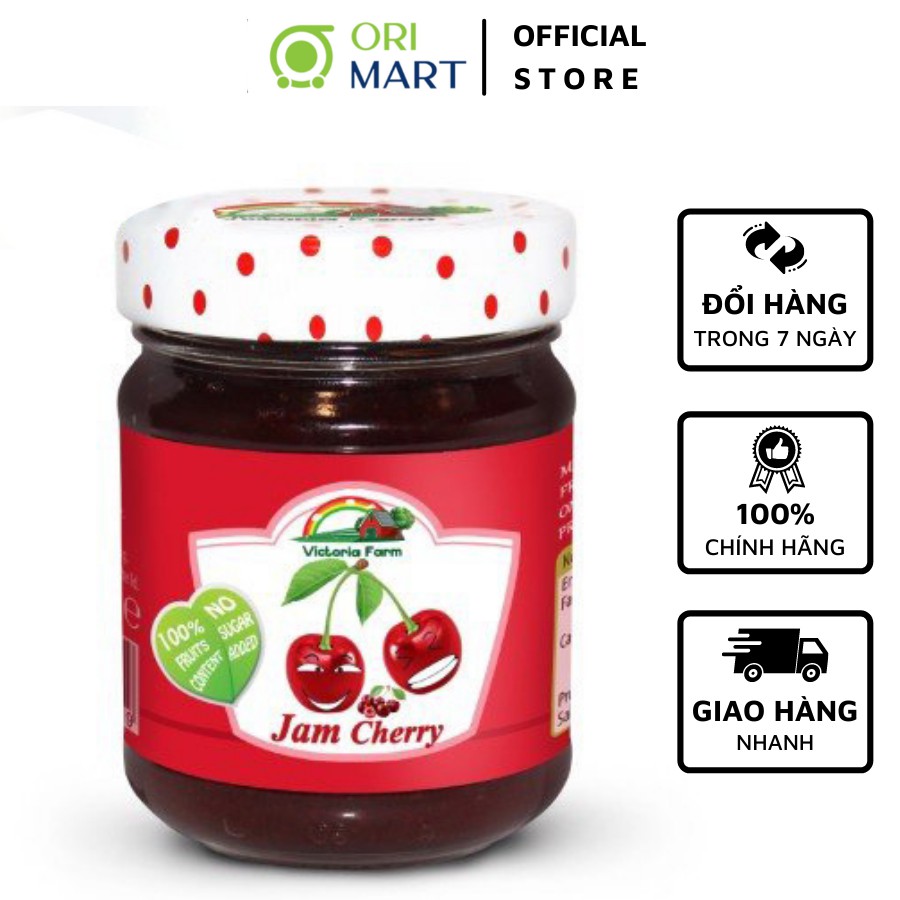 Victoria farm NO SUGAR Cherry jam 100% fruits 220g - Mứt quả anh đào Victoria Farm Jam Cherry 220g