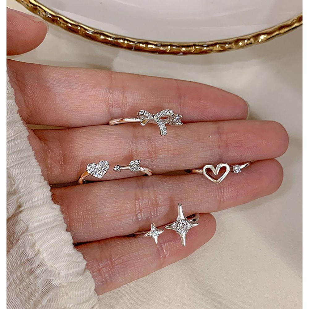 Nhẫn VANES1 Có Thể Điều Chỉnh Kích Cỡ Kiểu Dáng Đơn Giản Thời Trang|Nhẫn Hở Hình Nơ Xinh Xắn Thời Trang Cho Nữ