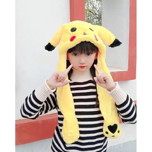 Mũ len tai thỏ giật-Mũ len gấu trúc giật Black ping dễ thương SIÊU HOT HIT