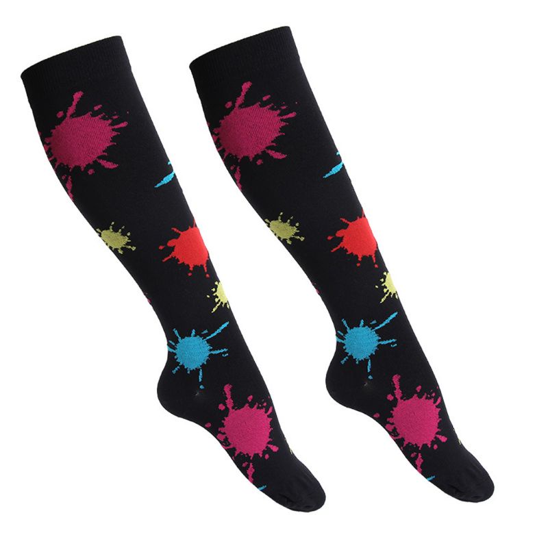 Youyo Vớ Nén Cao Đến Đầu Gối Chống Mệt Mỏi Họa Tiết Sọc Cầu Vồng Graffiti Trái Tim Dành Cho Y Tá Đi Xe Đạp