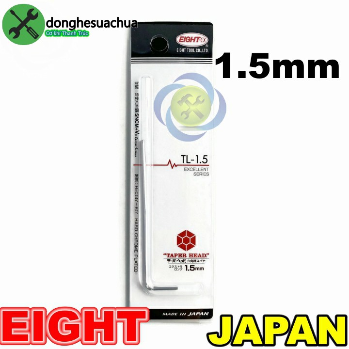 Lục giác nhật chữ L 1.5mm EIGHT TL-1.5 made in JAPAN chiều dài 79mm