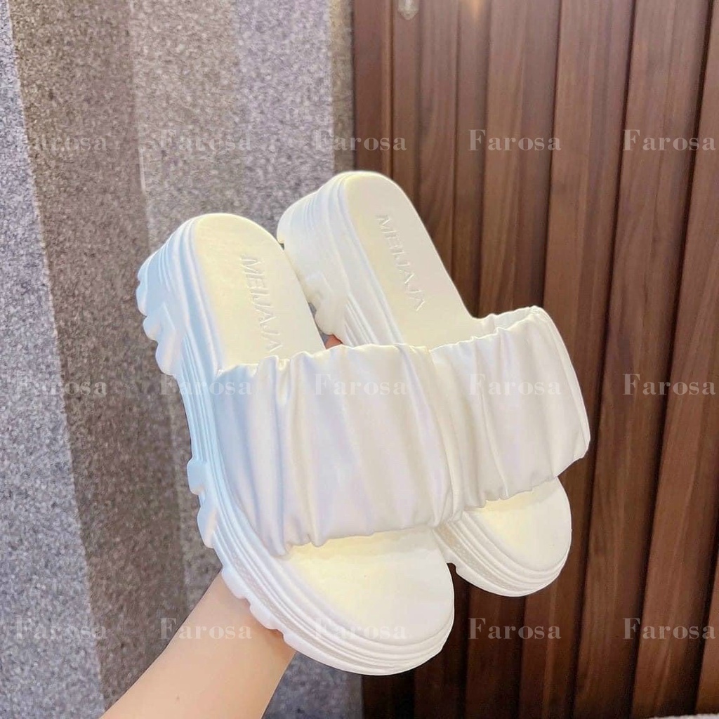 Dép nữ đế bánh mỳ 3cm quai dúm da mềm êm chân mã D10