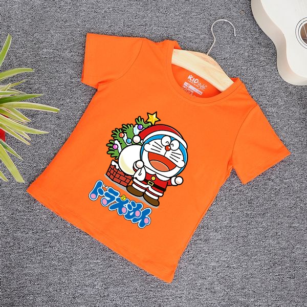 Áo thun bé gái dễ thương hình doremon mẫu 05 cotton co giản