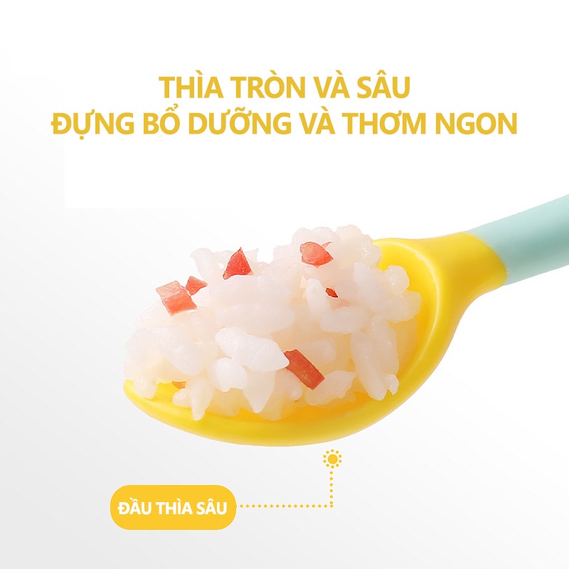 Thìa ăn dặm bẻ cong cho bé tập ăn tập xúc cao cấp MISUTA (sét 2 chi tiết)- Shop Mẹ Khoai