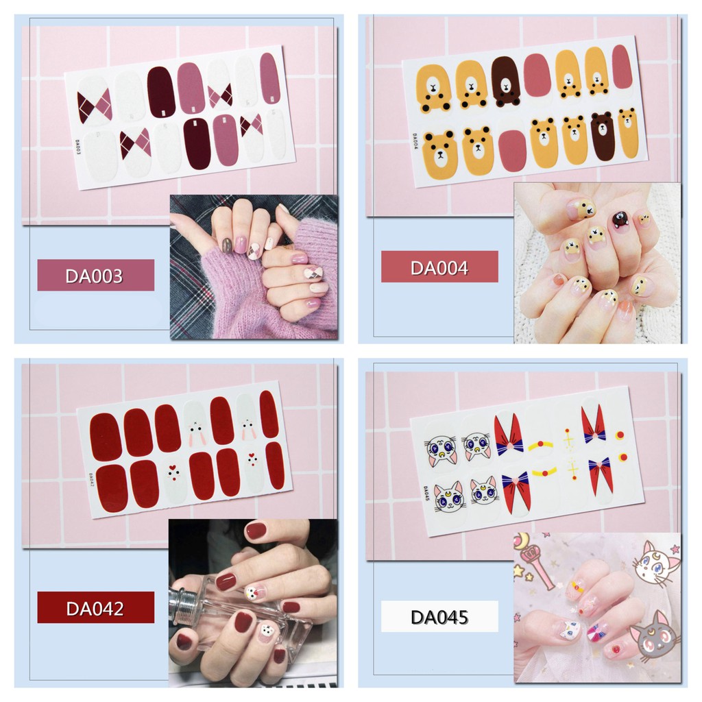 Sticker Dán Móng Tay set 14 miếng siêu xinh tiện lợi không thấm nước Nail Decals - Phần 3