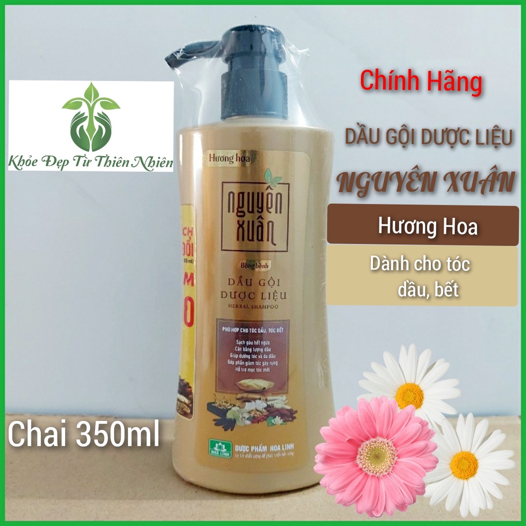 Dầu gội dược liệu Nguyên Xuân Bồng bềnh 350ml - Ngát hương hoa, da đầu dầu bết.