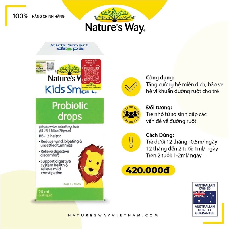 Bộ 3 siro uống Nature’s Way Kids Smart Drops, Infant Drops Bổ sung Vitamin, Phát triển não bộ cho bé