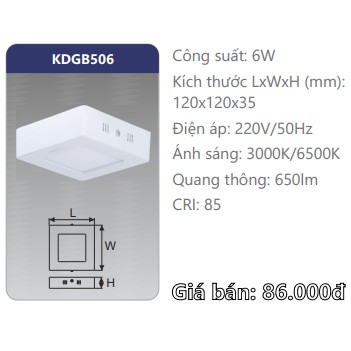 ĐÈN LED PANEL GẮN NỔI VUÔNG 6W (KDGB506)