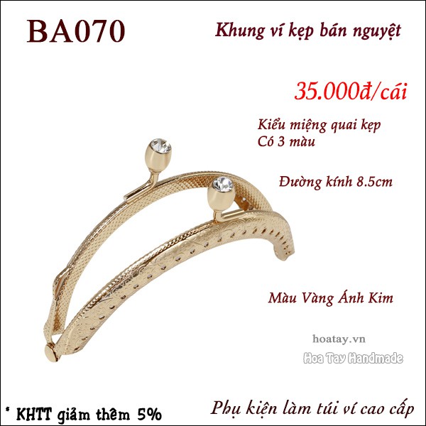 Khung ví kẹp bán nguyệt BA070