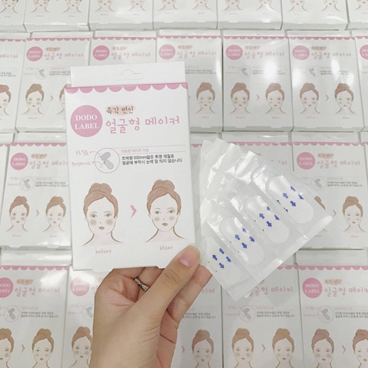 Miếng dán thon gọn mặt Dodo Label Hàn Quốc, thu gọn mặt khi trang điểm, bóp nhỏ mặt khi make up
