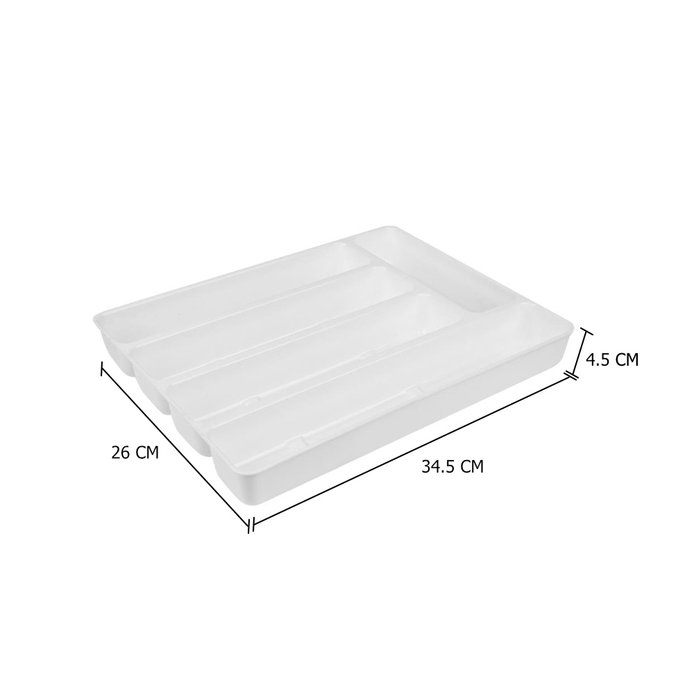 Homebase JCJ Khay đựng dao nĩa dụng cụ ăn 5 ngăn bằng nhựa 2402 Thái Lan W26xD34.5xH4.5 Cm màu trắng