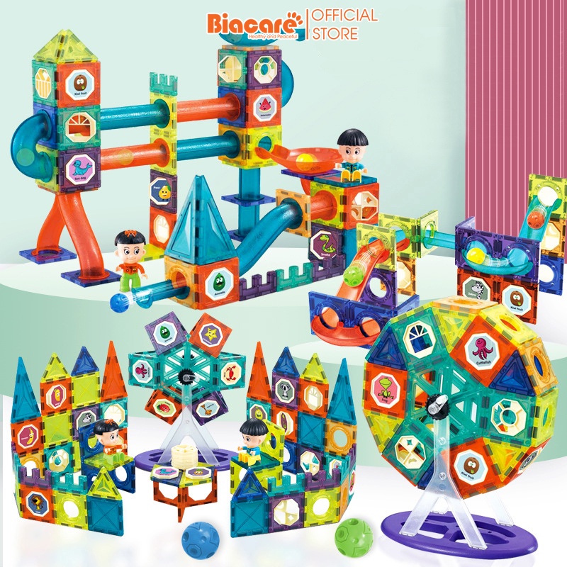 Xếp hình nam châm Magnetic Blocks - Biacare Đồ chơi phát triển tư duy sáng tạo