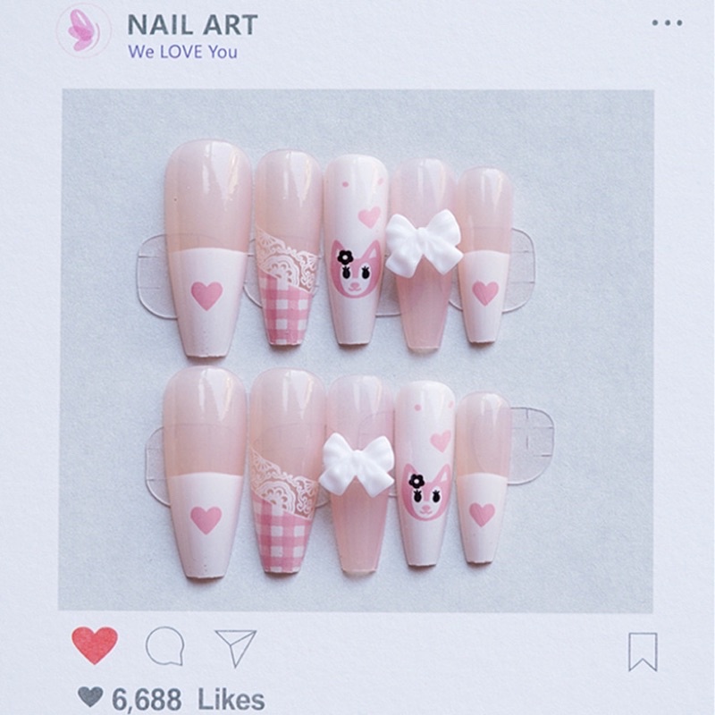 Set 24 móng giả D292, đính đá cao cấp ( Tặng kèm keo và dũa )