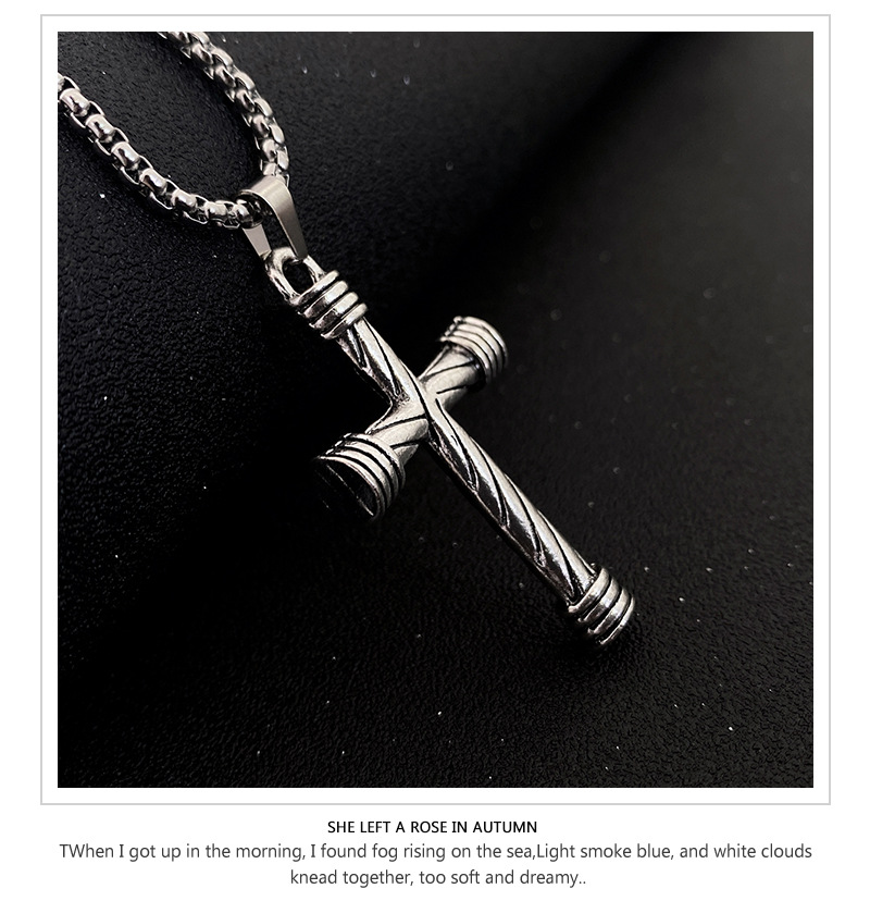 Dây chuyền mặt thánh giá bằng thép titan phong cách hip hop 22761 thời trang