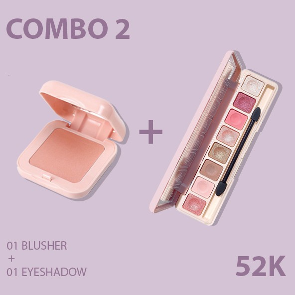COMBO ƯU ĐÃI 52K - Bảng phấn mắt 8 ô và phấn má dễ thương