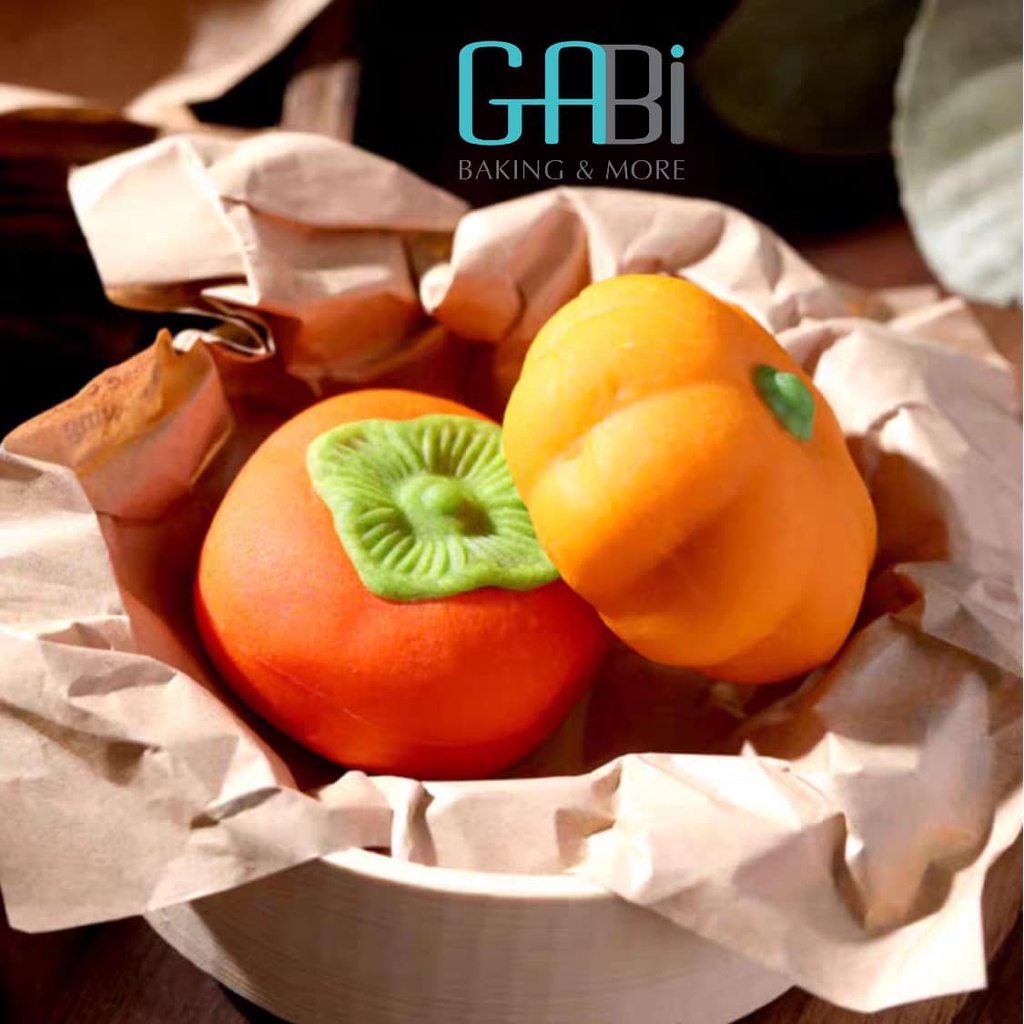 Khuôn ép bánh trung thu hình quả hồng/bí ngô