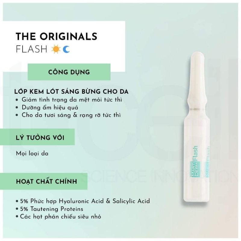 Ampoule Dưỡng Ẩm, Làm Sáng Da & Giảm Mệt Mỏi Tức Thì - MartiDerm The Originals Flash 5 Ampoules