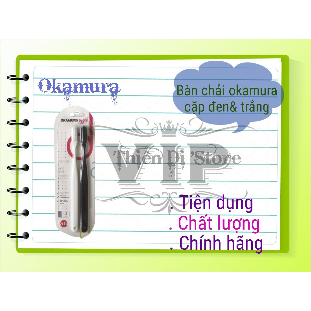 Okamura Bàn chải đánh răng đôi Asahi TRẮNG ĐEN CHHO TRẺ EM.