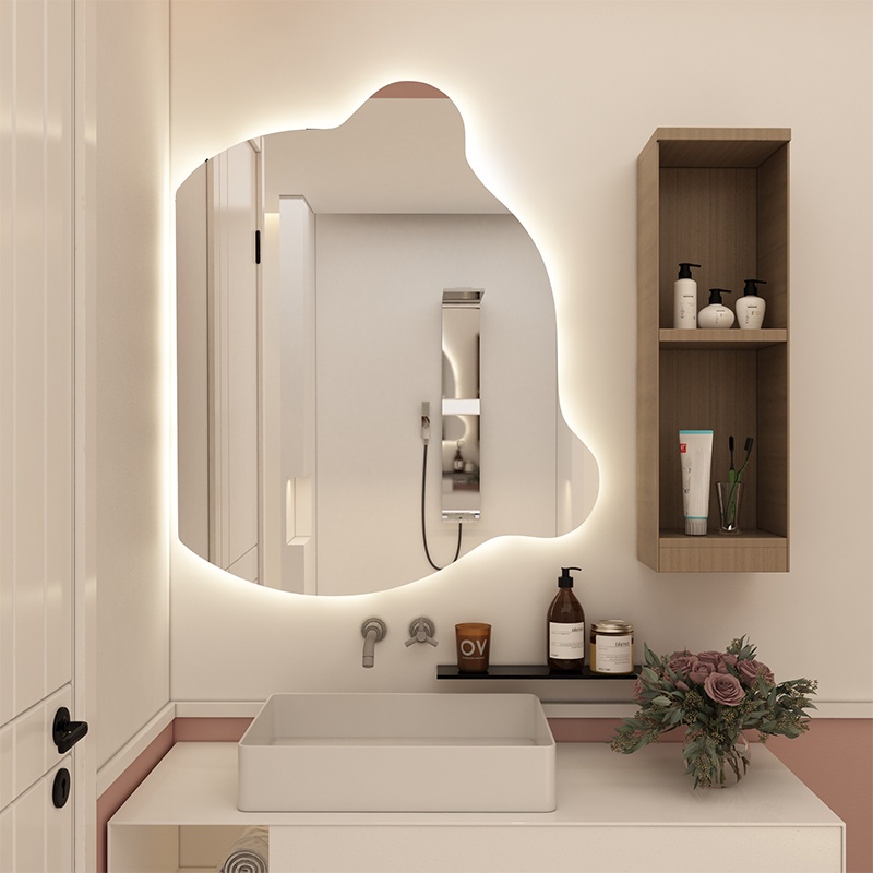 Gương đầu gấu decor phòng tắm, bàn trang điểm VUA GƯƠNG có led cảm ứng (FULL phụ kiện)