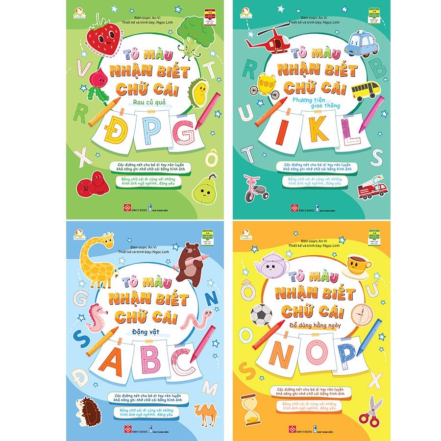 Sách - Combo 4 tập - Tô màu nhận biết chữ cái