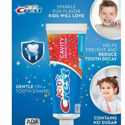 [62gr] Kem Đánh Răng Cho Bé Crest Kid Cavity Protection SParkle Fun