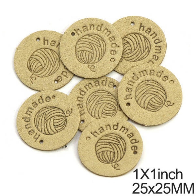 Set 50 Nhãn Da Hình Tròn Dùng Để Trang Trí Quần Áo / Mũ Dệt Kim Cho Bé