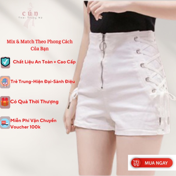 Quần short thời trang nữ xỏ dây2 bên hông trẻ trung nhiều size cho nữ đi chơi đi làm cá tính