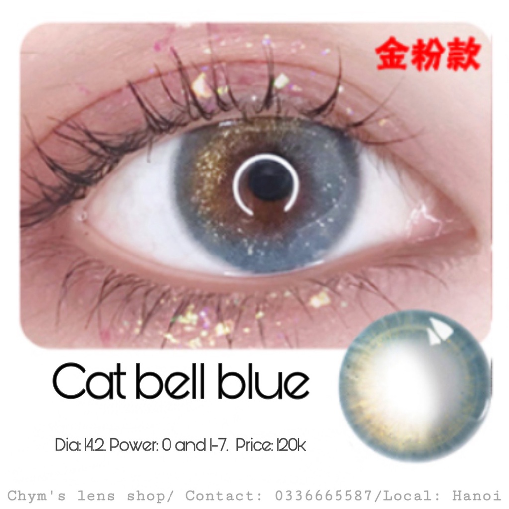 < CÓ SẴN > Kính áp tròng mẫu CAT BELL màu XANH DƯƠNG, cận 0-8 [ KHÔNG BÁN LỆCH ĐỘ ]