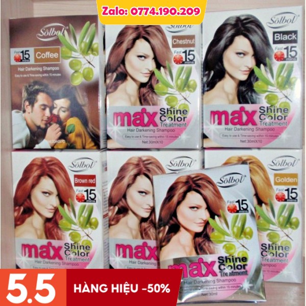 Gói Gội Nhuộm Nâu Max Shine Color 10 Gói + Tặng Bao Tay (Phủ Bạc)