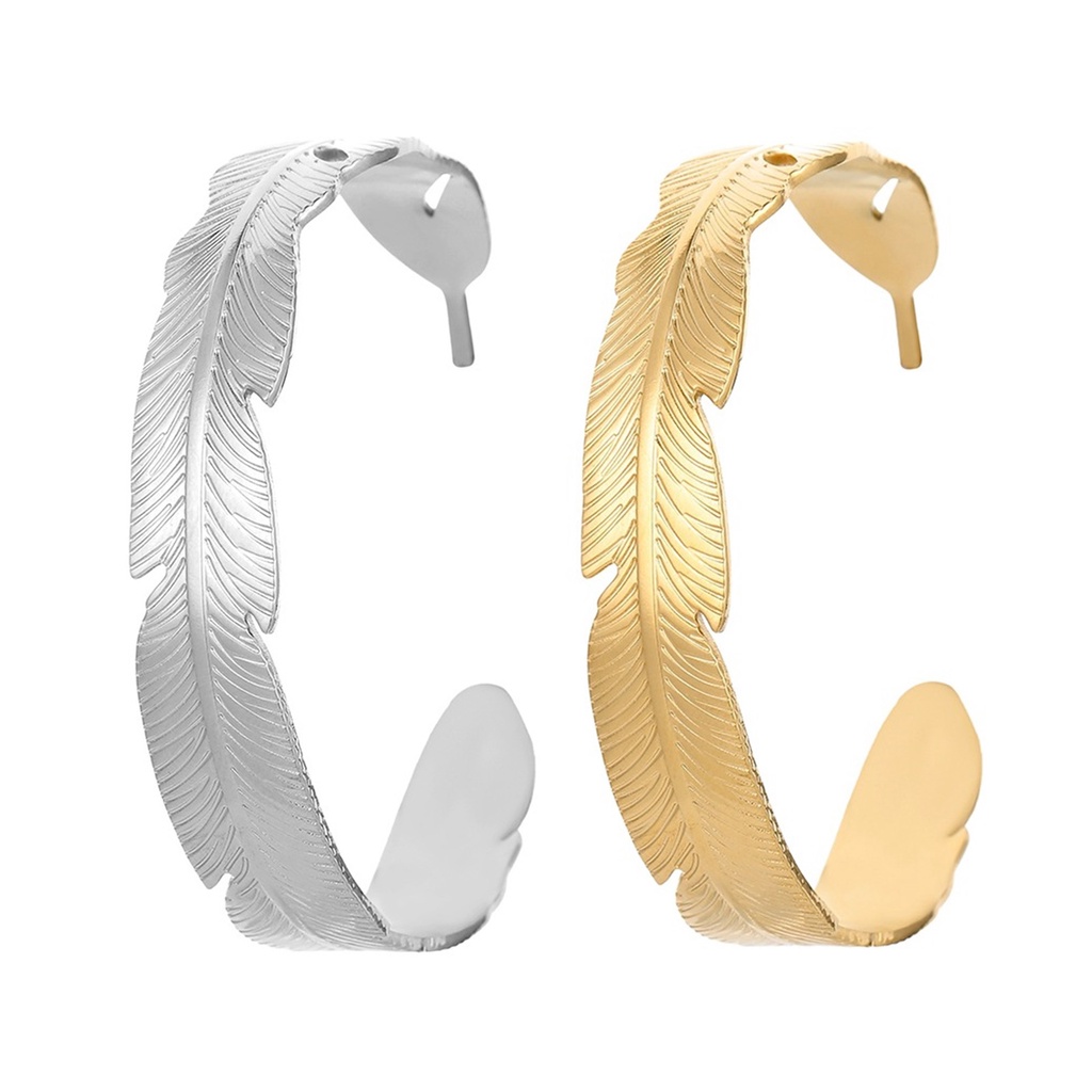 Vnox Vòng Đeo Tay Hở Hình Lông Vũ Bằng Thép Không Gỉ Tông Vàng Bạc Làm Quà Sinh Nhật Cho Nữ