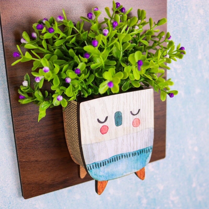 Bảng gỗ treo tường kèm hộp hoa decor trang trí nhà cửa, cửa hàng, quà tặng