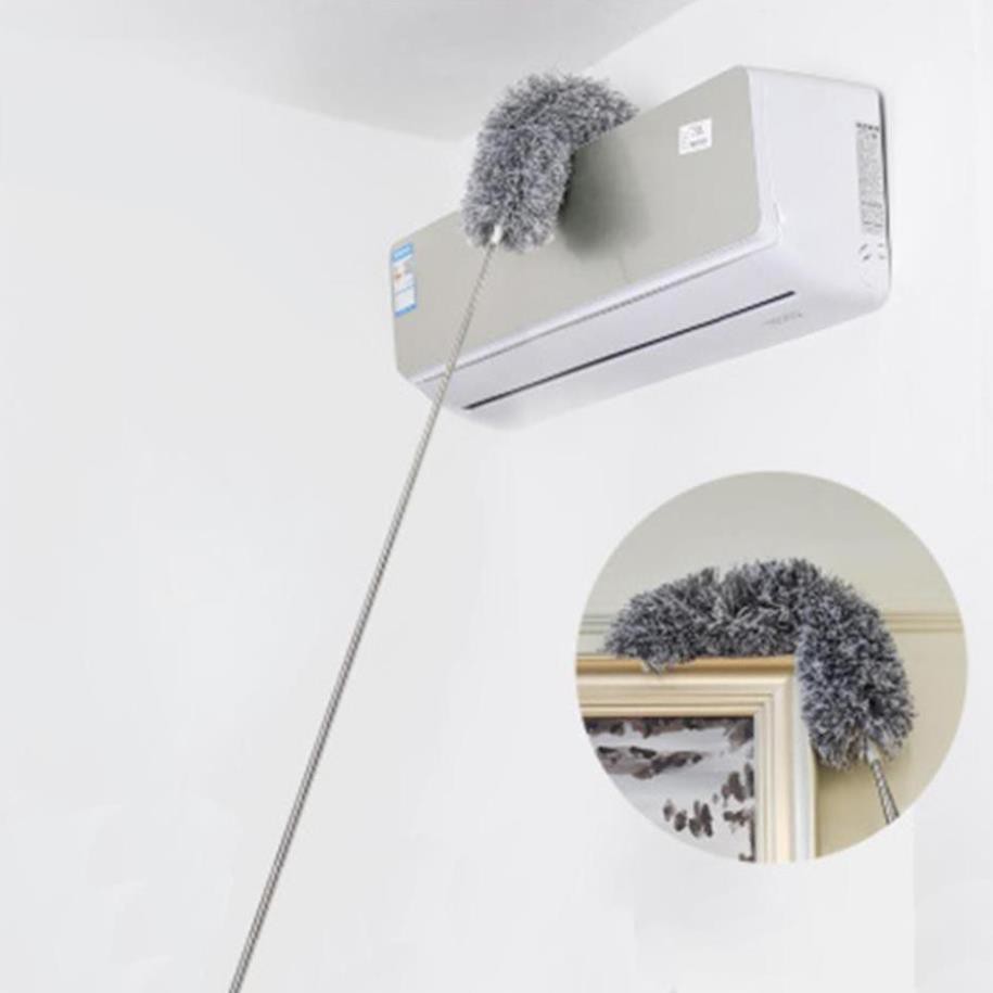 Chổi quét bụi cán Inox dài 70 - 252 cm có thể kéo rút Cây phất trần san hô Microfiber Duster
