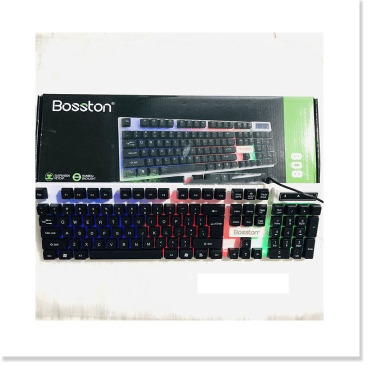 Bosston 808 🤗 Freeship 🤗 Bàn phím chuyên game giả cơ có led 7 màu chữ khắc laser chống mất chữ - EL0008