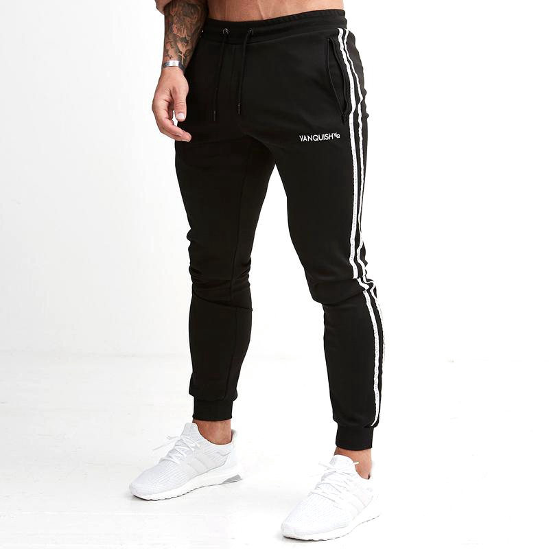 Quần Jogger Thể Thao Ôm Dáng Vải Cotton Viền Kẻ Sọc Thời Trang Thường Ngày Cho Nam