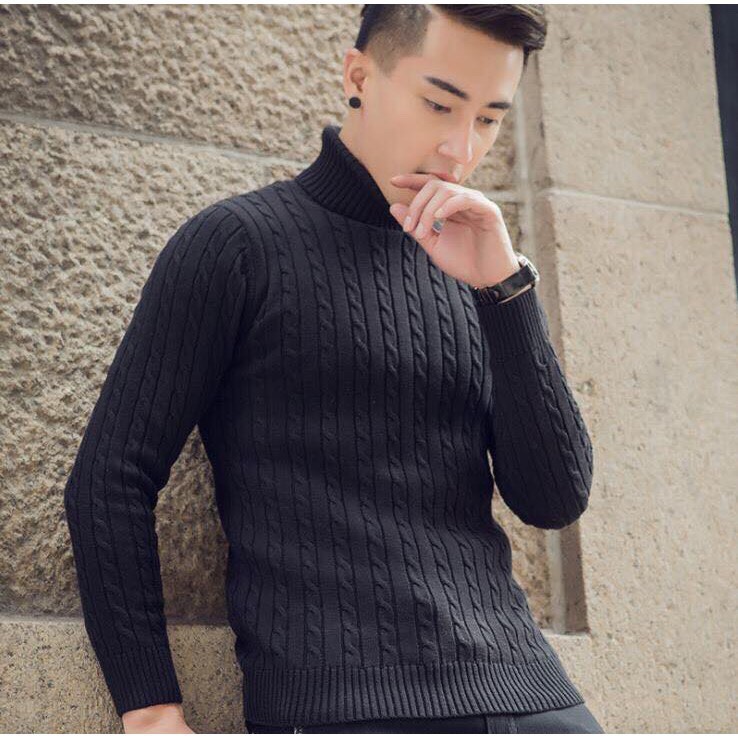 Áo len nam CỔ LỌ chất liệu LEN THỪNG đan phối dày dặn dáng vừa phù hợp cho cả nam và nữ hoặc làm áo đôi