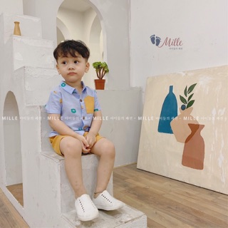 Bộ cộc sơ mi bé trai