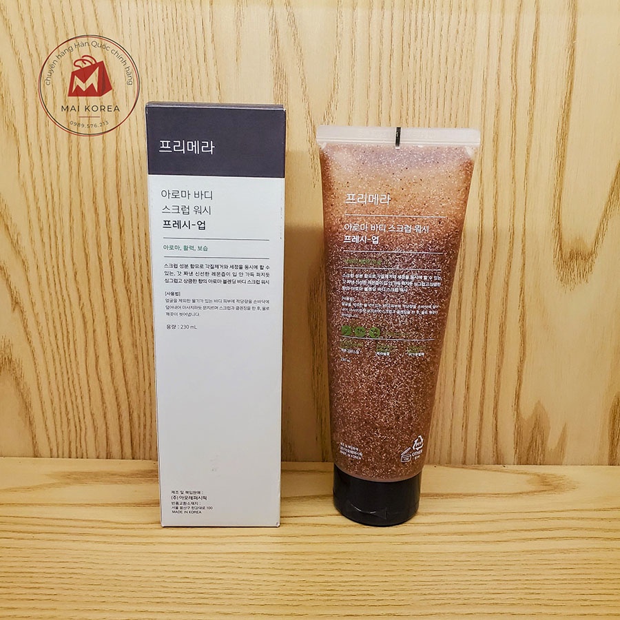 Sữa tắm tẩy da chết toàn thân Primera Aroma Body Scrub Wash Hàn Quốc 230ml