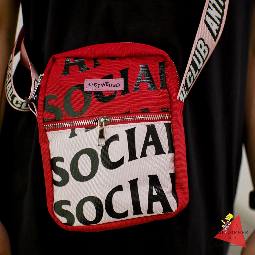 Túi đeo chéo Anti Social Social Club - ASSC Shoulder Bags(đen/đỏ) [Ảnh thật]