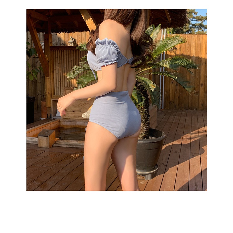 Bộ Đồ Bơi Bikini Một Mảnh Lưng Cao Chất Liệu Nylon Màu Xanh Nhạt Quyến Rũ Cho Nữ | BigBuy360 - bigbuy360.vn