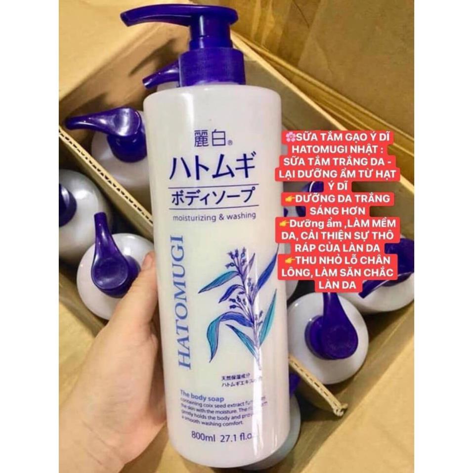 Sữa tắm Hatomugi 800ml dưỡng ẩm trắng da chiết xuất hạt ý dĩ hàng Nhật